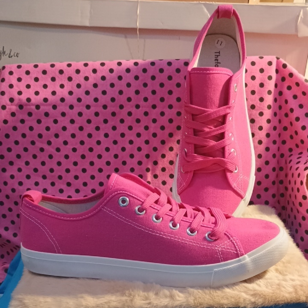 Canvas Sneakers Hot Pink Ladies Size 11